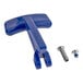 A blue plastic Waterloo glass filler lever arm with a screw.