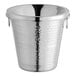 An Acopa stainless steel wine tasting spittoon with handles.