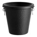 A black hammered stainless steel bucket with silver handles.