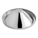 A silver cone shaped lid for an Acopa Stainless Steel Wine Tasting Spittoon.