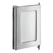 A stainless steel rectangular door with a clear glass window.