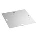 A white square stainless steel plate with holes.