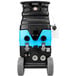 A black and blue Mytee Speedster LTD12-LX carpet extractor with wheels.
