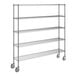 A Steelton chrome wire shelving unit with casters.