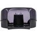 A black and gray plastic San Jamar Oceans jumbo toilet paper dispenser with a clear cover.