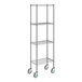 A Steelton chrome wire shelving unit with wheels.