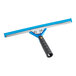 A blue Lavex window squeegee with a black handle.