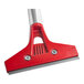 A red and silver Lavex floor scraper with a handle.