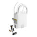 An American Specialties, Inc. white plastic top fill multi-feed kit for soap dispensers with hoses.