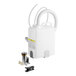 An American Specialties, Inc. EZ Fill 6 liter top fill multi-feed soap dispenser kit with hoses and a small metal object.
