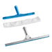 A blue Lavex window squeegee with a white cloth.