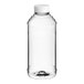 A clear plastic 16 oz. Skep honey bottle with a white cap.