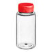 A 5.5 oz. clear PET plastic sauce bottle with a red cap.