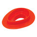 A white silicone baking mold with 15 curved strawberry-shaped cavities and a plastic cutter.