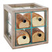 A Cal-Mil gray pine bread display case with bread inside.