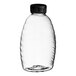 A clear plastic Classic Queenline honey bottle with black flip top lid.