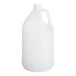 A translucent HDPE jug with a white cap and handle.