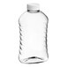 A clear plastic Ribbed Hourglass PET honey bottle with a white cap.