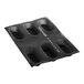 A black silicone baking mold with 6 compartments.