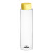 A clear plastic bottle with a yellow lid.