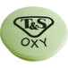 A light green circular press-in index with "T" and "OXY" on it.