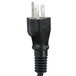 A black power cord with a silver plug for an APW Wyott freestanding heat lamp.