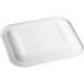 A white plastic food storage lid on a rectangular container.