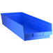 A Regency blue plastic shelf bin with a blue handle on a white background.