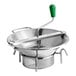 A Garde stainless steel rotary food mill with a green handle on a metal bowl.