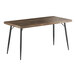 A Lancaster Table & Seating butcher block table with espresso finish and black legs.