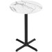 A white marble Holland Bar Stool table with a black cross base.