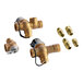 A group of brass valves and fittings including a pressure relief valve and isolation valves with 3/4" female sweat connections.