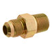 A zinc-plated steel gas valve with a brass male fitting.