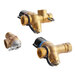 A group of brass Easyflex tankless water heater connection isolation valves.
