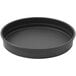 A black round LloydPans pizza pan with straight sides and a round bottom.