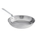 A close-up of a Vollrath stainless steel fry pan with a plated handle.
