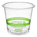 A World Centric plastic cup with a green band.