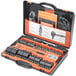 A black and orange tool box with a black and orange plastic case for General Pipe Cleaners Cold-Shot Pipe Freezing Kit.
