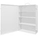 A white steel rectangular cabinet with shelves.
