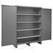 A grey Durham steel storage cabinet with shelves.
