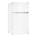 A white Danby reach-in refrigerator/freezer with a silver handle.