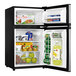 A stainless steel Danby reach-in refrigerator with food inside.
