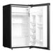 A stainless steel Danby reach-in refrigerator with its door open.