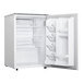 A white Danby reach-in refrigerator with its door open and shelves inside.