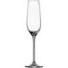A clear Schott Zwiesel Fortissimo wine flute with a long stem.