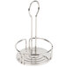 A Tablecraft stainless steel condiment caddy rack with a handle.