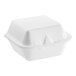 A white Genpak foam container with a hinged lid.