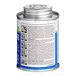A close up of a white and blue can of E-Z Weld Clear Regular Body PVC Cement.