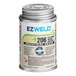 A silver container of E-Z Weld 4 oz. Gray Medium Body PVC Cement with a white label.
