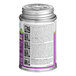 A close up of a 4 oz. can of E-Z Weld purple PVC primer with instructions on it.